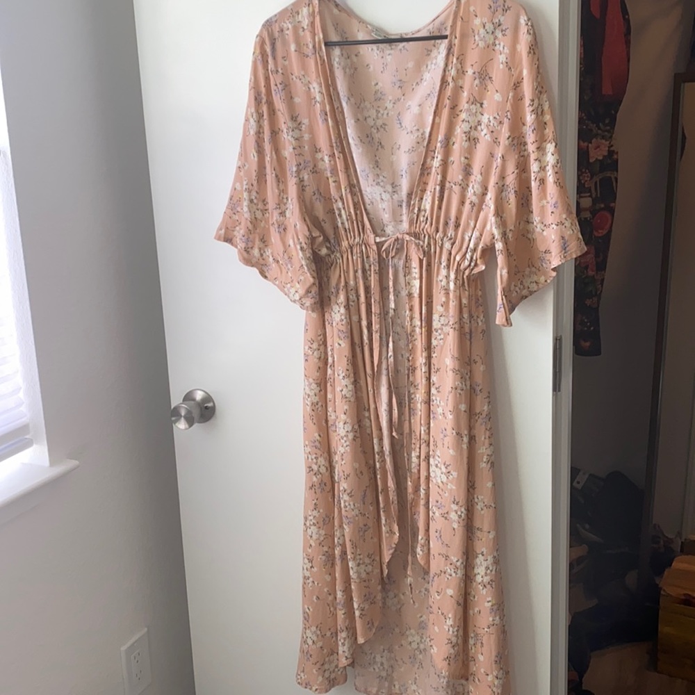 Kimono cover pink long
